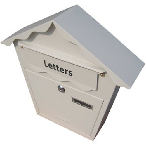 White Waterproof Post Box -  white post box amtech letterbox postbox secure indooroutdoor lockable garden mailbox