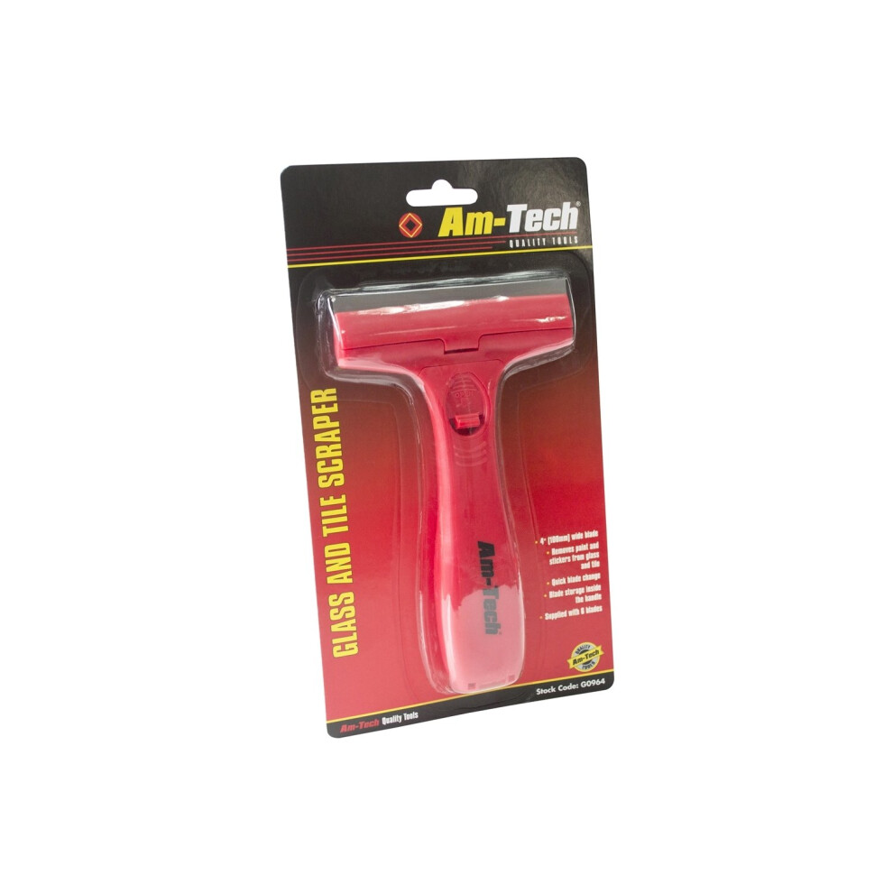 4" Glass And Tile Scraper - Scraper Glass Tile Paint Remover 6 Blades Window 100Mm New Decorators 5032759041947