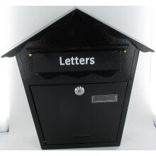 Black Post Box With Pre-drilled Fixing Hole - post black box amtech steel keys letterbox postbox traditional metal mail lock
