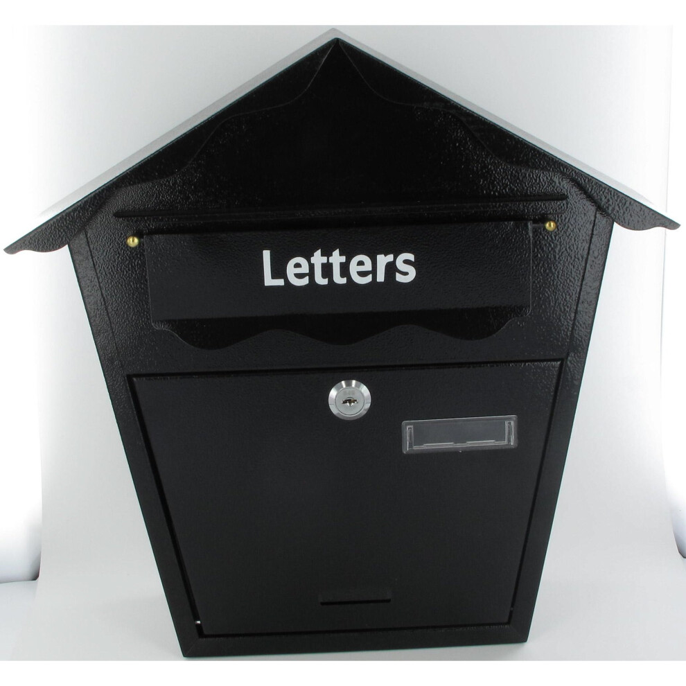 Black Post Box With Pre-drilled Fixing Hole -  post black box amtech steel keys letterbox postbox traditional metal mail lock