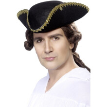 Black Dick Turpin Tricorn Fancy Dress Hat - hat dick turpin fancy dress tricorn mens pirate smiffys