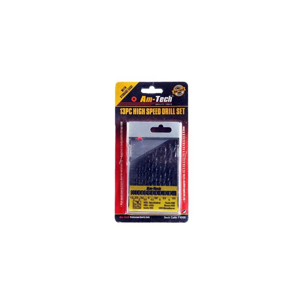 13pc High Speed Drill Set - Small -  drill set 13pc hss high speed bit metal 65mm plastic wood 15mm