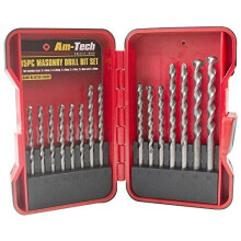 Am-Tech 15pc Masonry Drill Bit Set F1758 – 5mm–10mm Concrete, Brick & Stone Bits for Walls