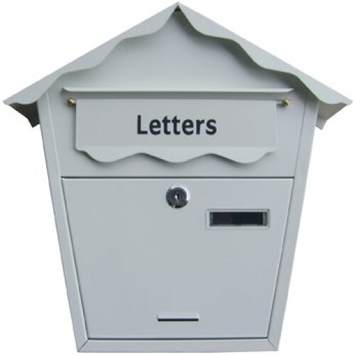 White Waterproof Post Box -  white post box amtech letterbox postbox secure indooroutdoor lockable garden mailbox 1