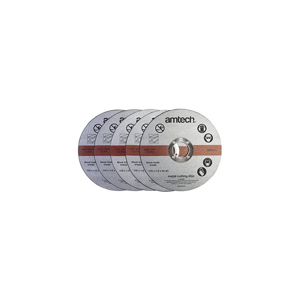 5pc 1.2mm X115mm Metal Cutting Discs -  metal cutting 12mm discs x amtech 5pc x115mm grinder blade angle workshop diy new