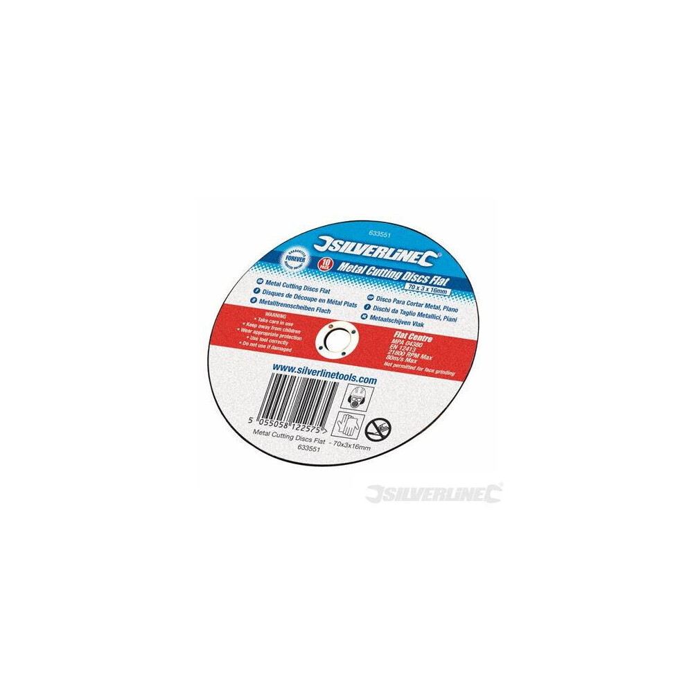 Silverline 115mm x 3mm x 22mm Angle Grinder Cutting Disc Pack x10