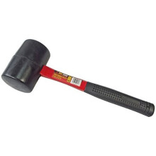 32oz Rubber Mallet - Fibreglass Shaft -  rubber mallet fibreglass hammer handle 32oz shaft grip hardened new club ball pein pin claw panel beating