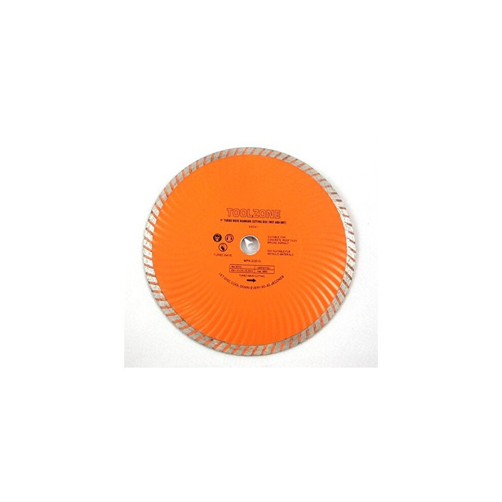 Toolzone 230mm (9") Disc Turbo Wet And Dry Diamond Cut diamond disc