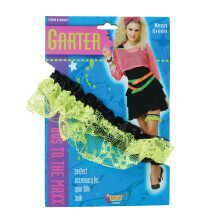 80's Green Neon Lace Garter - neon lace garter fancy dress green 80s accessory 1980s orange hen NEON GARTER LACE GREEN 1980S FANCY DRESS ACCESSORIES