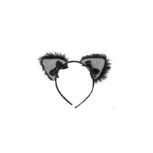 Black Cat Furry Ears -  ladies black cat furry ears headband fancy dress accessory