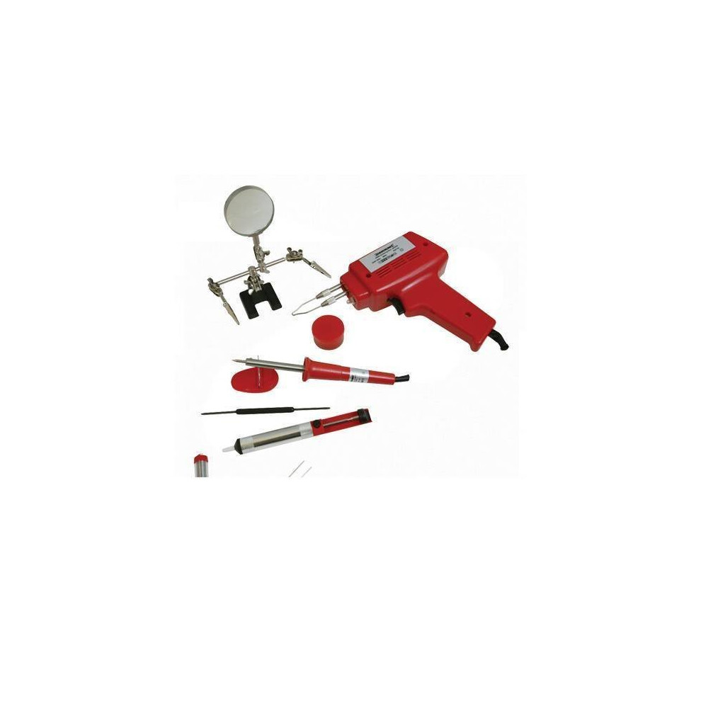 Silverline Electric Soldering Kit 9pce 100w / 30w -  soldering kit 100w 30w electric iron silverline gun set stand tool 9pce 845318 electrical case