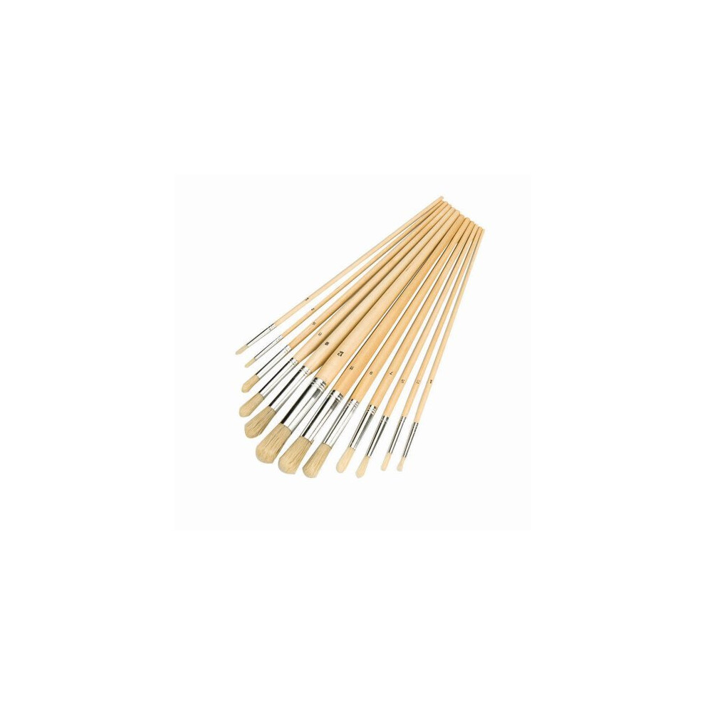 12 Piece Round Artists Paint Brush Set -  brush round set silverline paint 12pce tip 868848 artist artists
