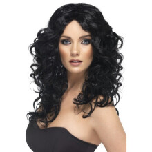 Long black curly wig for women