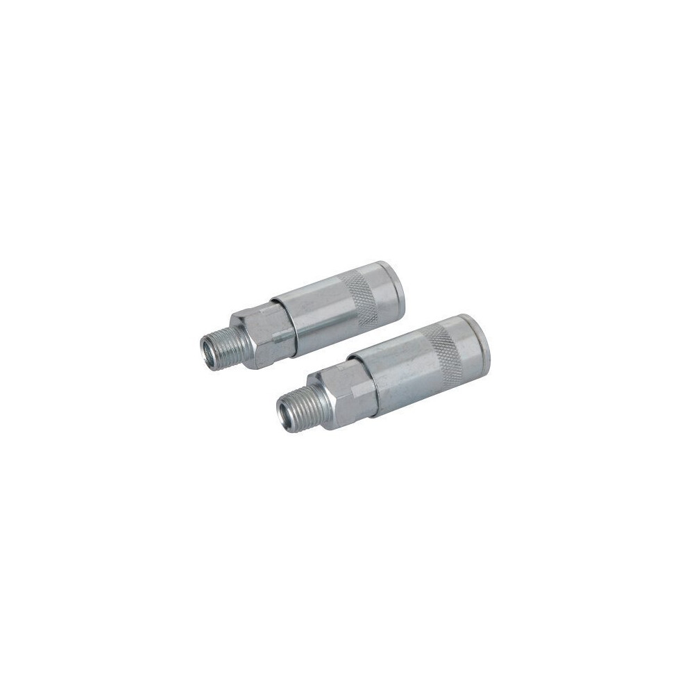 Silverline 1/4" Inch Male Air Line Quick Coupler (2 Pack)