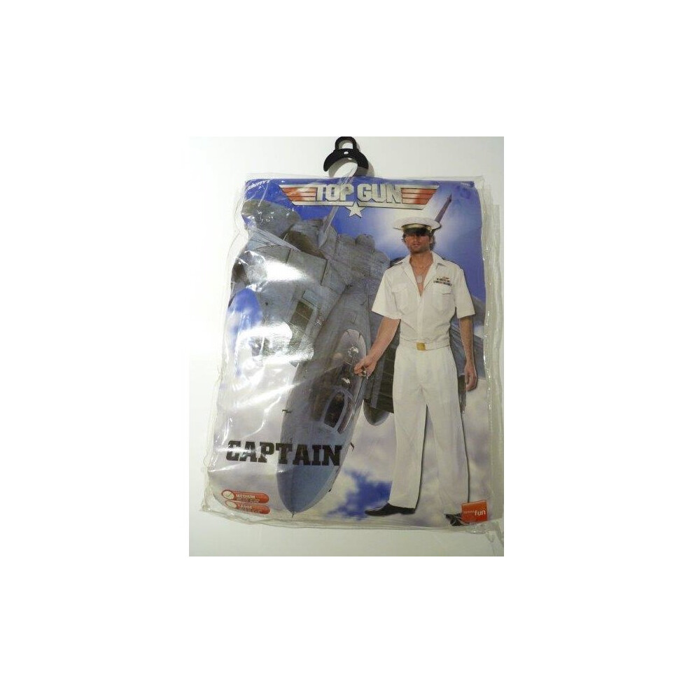 Top Gun Captain Costume, White, With Shirt, Trousers & Hat -  top gun costume fancy dress captain mens outfit licensed