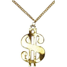 Dollar Necklace Gold Fancy Dress Costume Jewellery For Outfits Bling - dollar chain gold necklace pimp accessoir rapper carnival