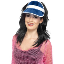 Smiffy's 1980's Women's Sun Visor (blue) - visor sun fancy dress blue 1980s ladies accessory mens neon womens golf poker smiffys 44948