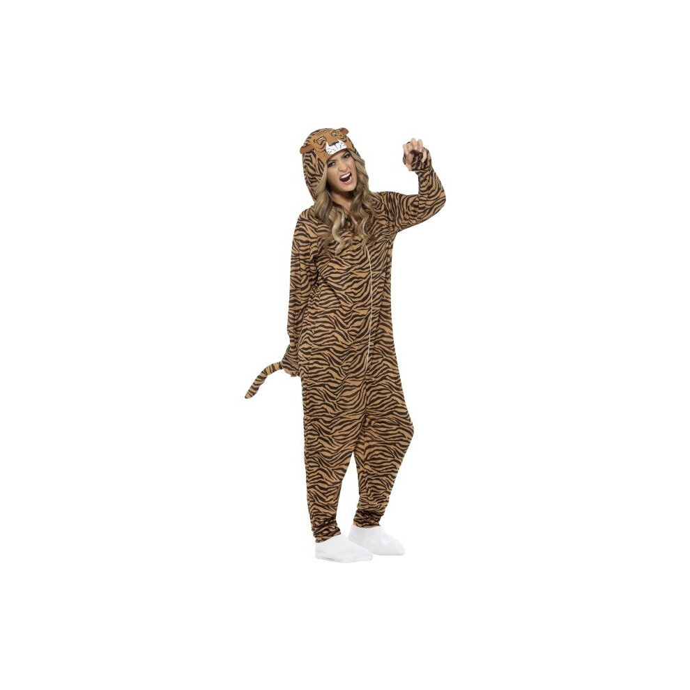 Smiffy's Adult Unisex Tiger Costume, All In One Jumpsuit, Size: M, Colour: -  costume tiger fancy dress animal mens outfit adult zoo wild ladies cat