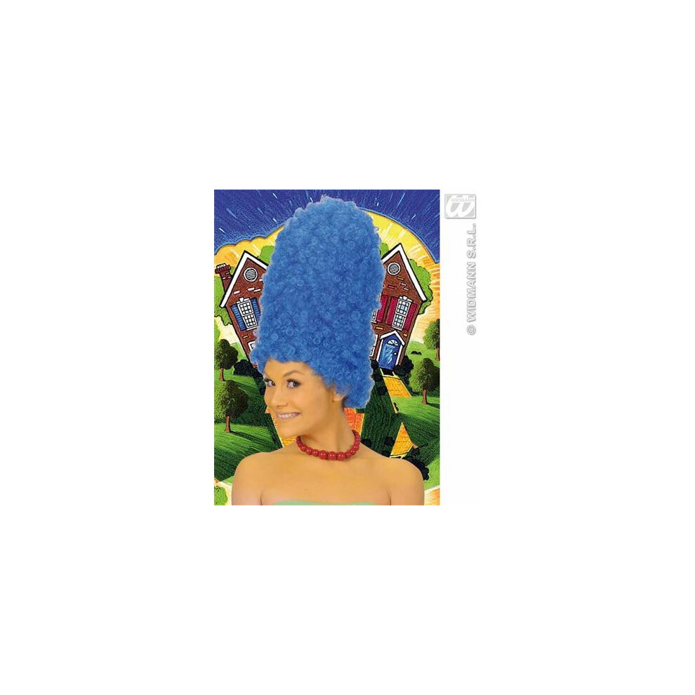 Blue Marge Simpson Style Cartoon Wig - Cartoon Marge Simpsons Blue Dame Fancy Dress Wig New