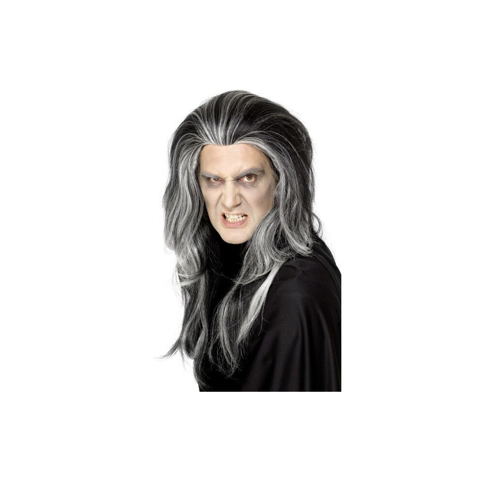 Smiffy's Gothic Vampire Wig - Wig Vampire Gothic Fancy Dress Black Halloween Mens Costume White White,Black