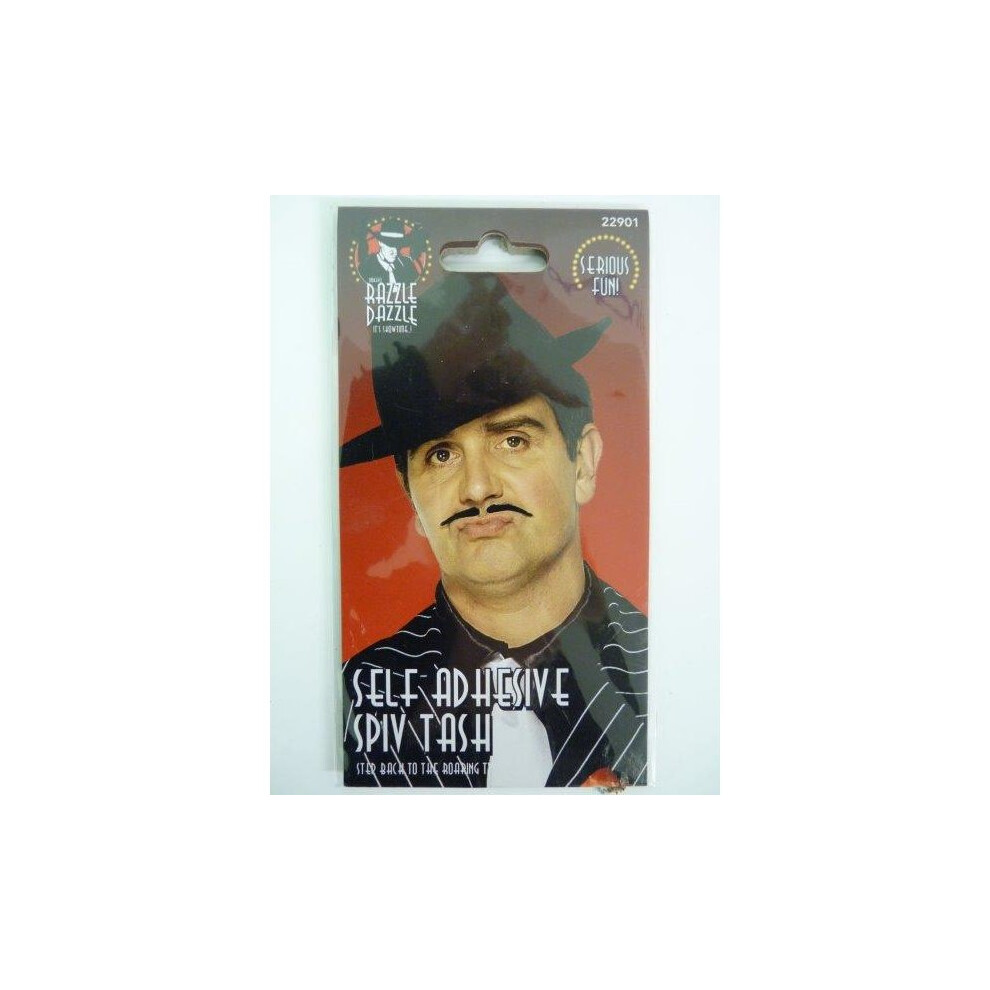 Smiffy's Black Spiv Tash, Black, Self Adhesive - Black Spiv Tash Fancy Dress Gangster Moustache 1920S Accessory Mens
