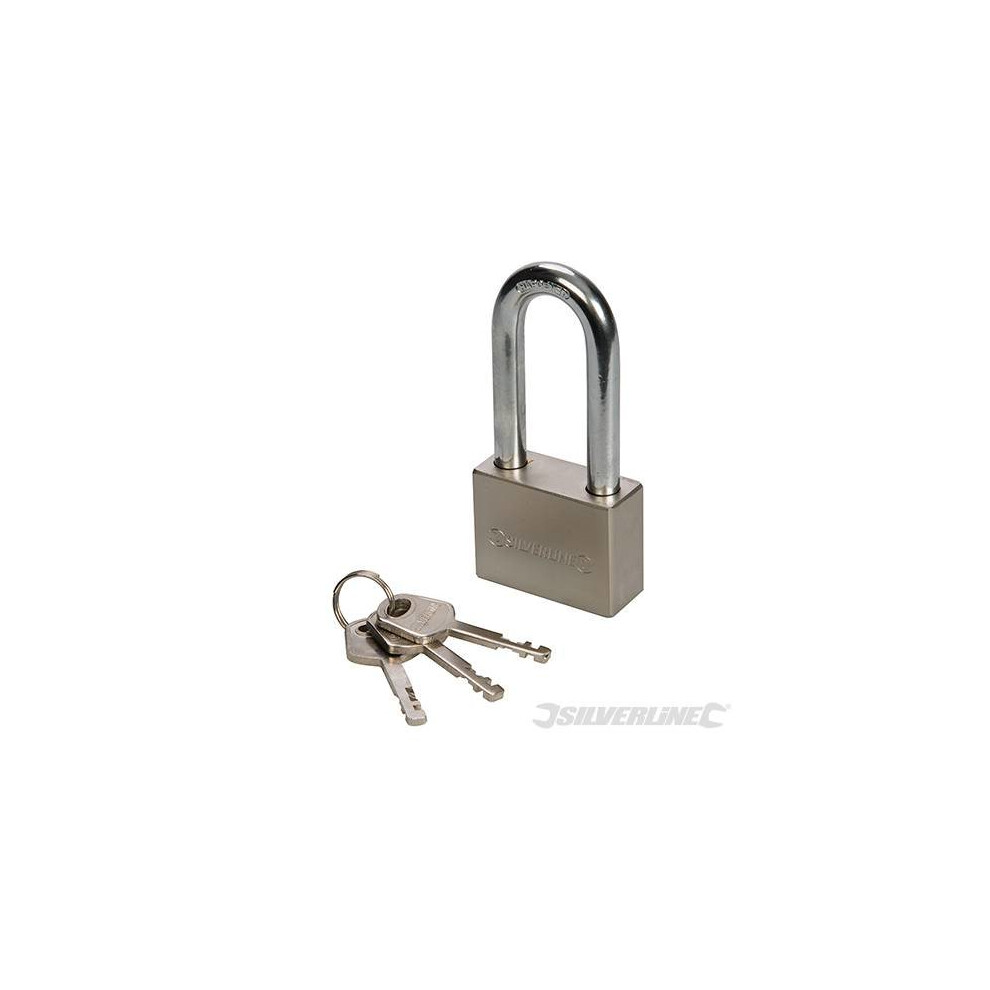 Silverline Steel Padlock Long Shackle 40mm -  long padlock shackle silverline 40mm steel 199876 security