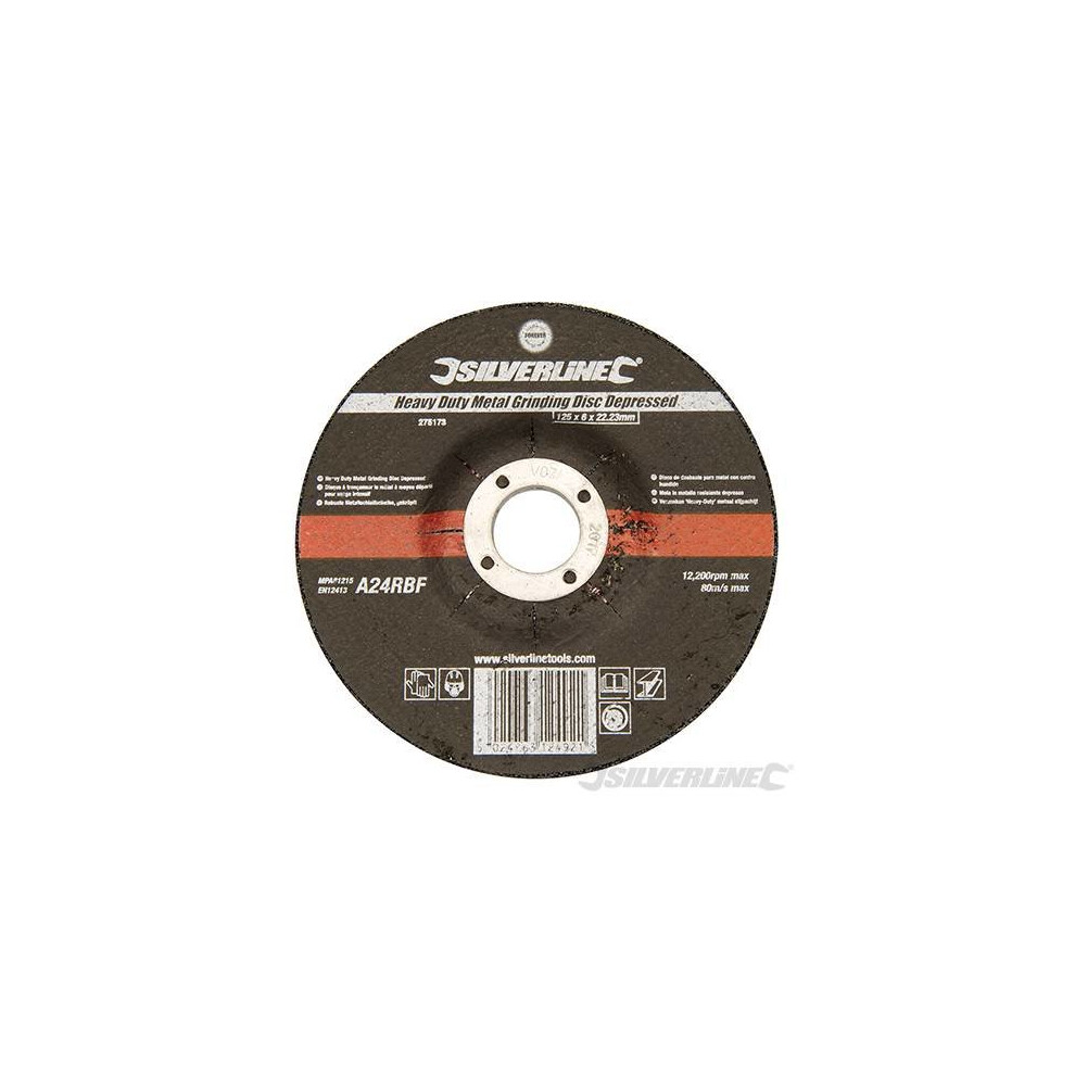 Silverline 125mm x 6mm x 22mm Depressed Angle Grinding Disc