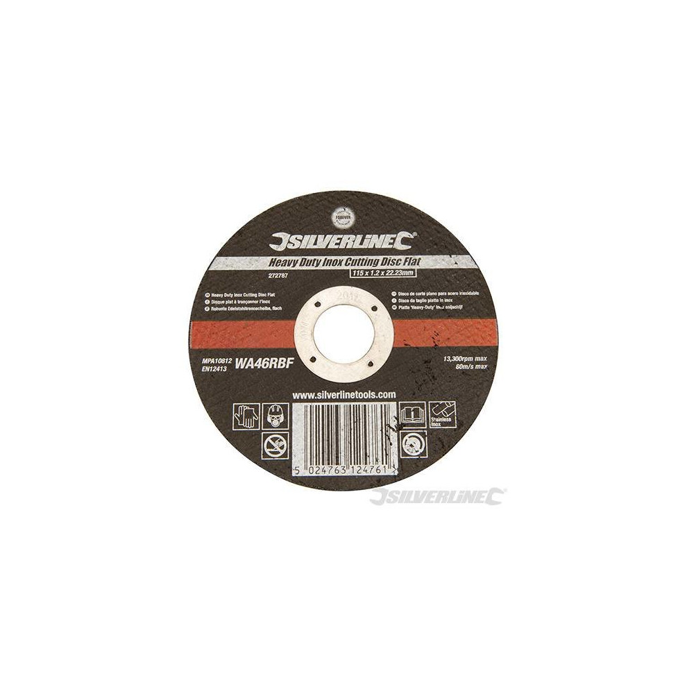 Silverline 115mm x 1.2mm x 22mm Angle Grinder Thin Metal Cutting Slitting Disc