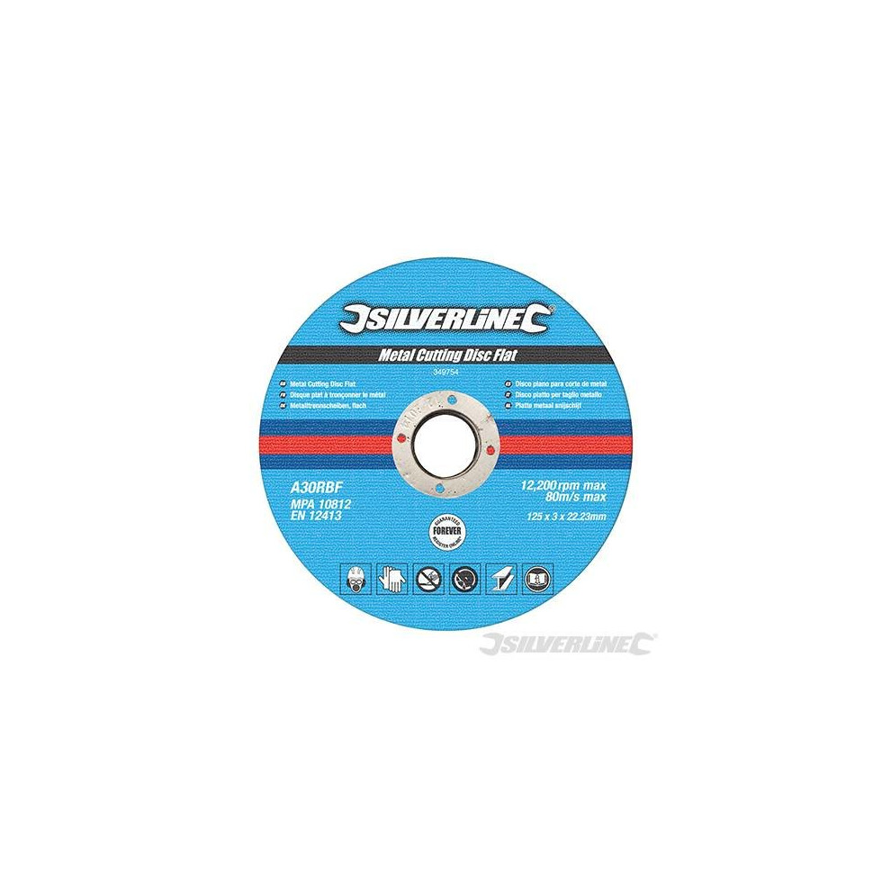 Silverline 125mm x 3mm x 22mm Angle Grinder Cutting Disc Pack x10