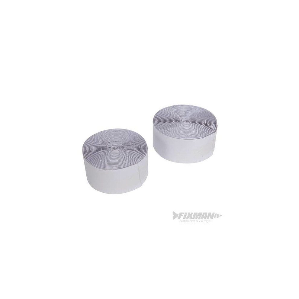 Silverline Fixman Hook & Loop Tape Self-Adhesive 2Pce 50Mm X 5M - X 5M Hook Loop Selfadhesive 50Mm Tape Fixman 2Pce 316144 Reels White