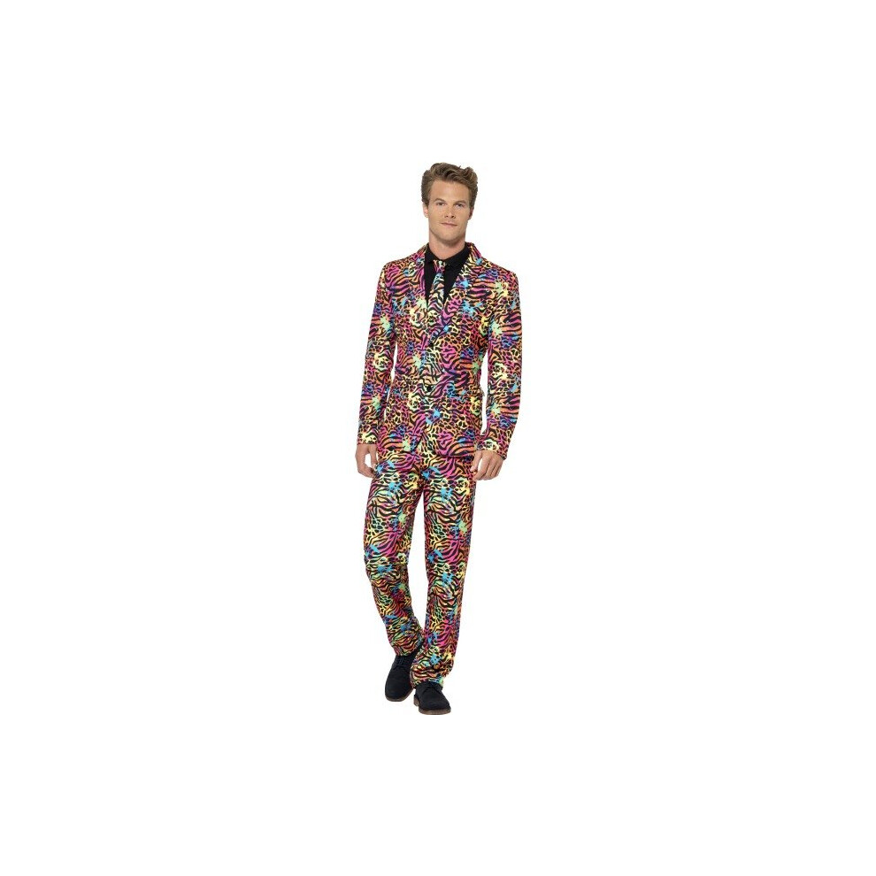 Smiffy's Men's Neon Suit, Stand Out Suit, Jacket, Trousers And Tie, Stand Out