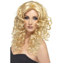 Women's Blonde Curly Glamour Wig - wig glamour blonde curly long smiffys fancy dress ladies womens costume accessory