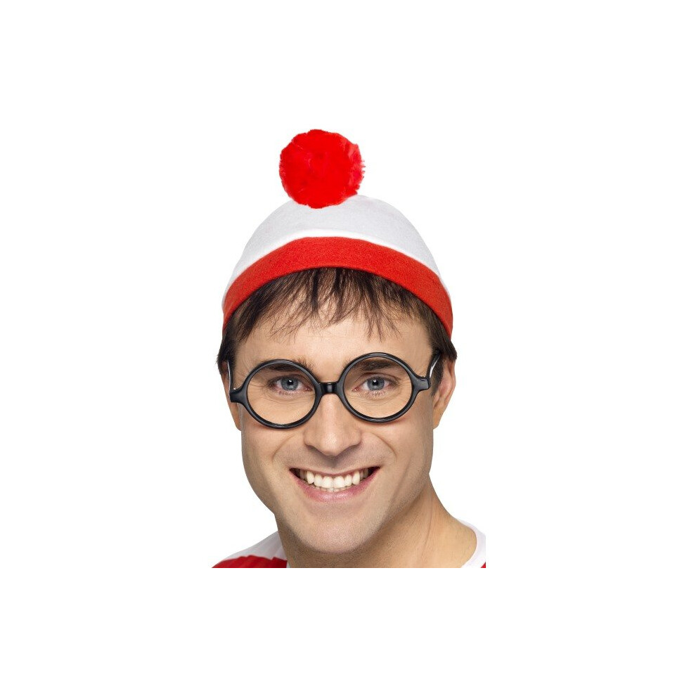 Smiffy's Adults Where's Wally Instant Kit - Wheres Wally Fancy Kit Dress Hat Glasses Instant Costume Mens Official Brown