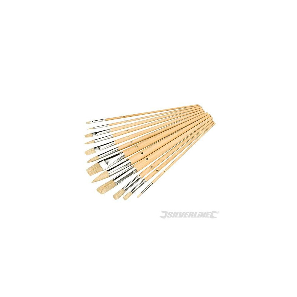 Silverline Artists Paint Brush Set 12Pce Mixed Tips - Pennello Vernice Silverline Set Misto 12Pce Punta 282606 Pennelli Artista Artisti