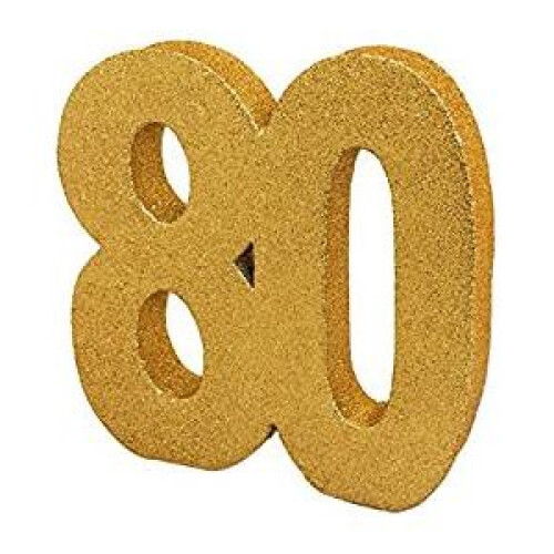 8' Gold Glitter 80th Birthday Table Decoration -  party 80 decoration birthday 80th decorations gold glitter number table range age happy banners