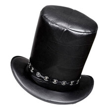 Widmann S.r.l. - - hat black leather look top rocker pvc fancy dress skeleton day dead slash halloween vampire heavy metal stag