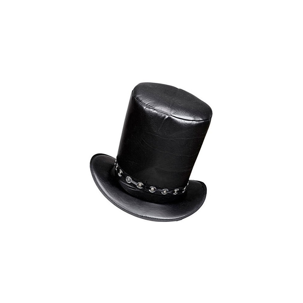 Widmann S.r.l. - Hat Leather Look Top Rocker Pvc Fancy Dress Skeleton Day Dead Slash Halloween Vampire Heavy Metal Stag Black