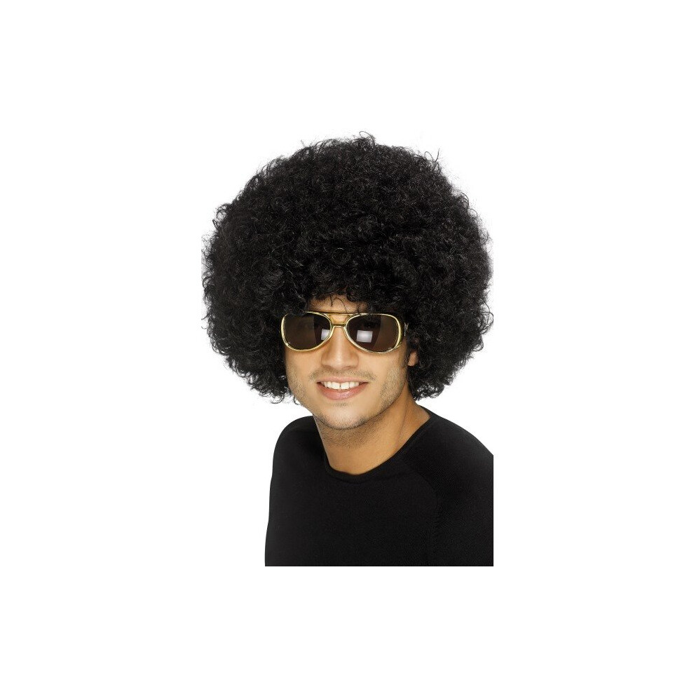 Smiffy's Funky Afro Wig - One Size - Afro Wig Fancy Dress Funky 70S Costume Unisex Disco Clown Black