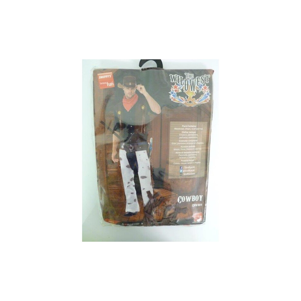Smiffy's Medium Mens Cowboy Costume - Cowboy Fancy Dress Costume Mens Wild Outfit Western Adult Hat