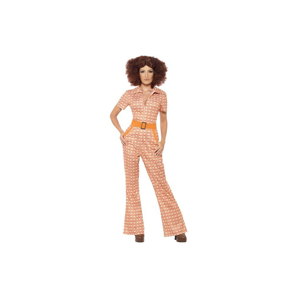 Smiffy's 1970 Jumpsuit Chic Costume (small, Beige) -  70s dress costume fancy chic authentic ladies outfit jumpsuit 1970s womens adult disco retro