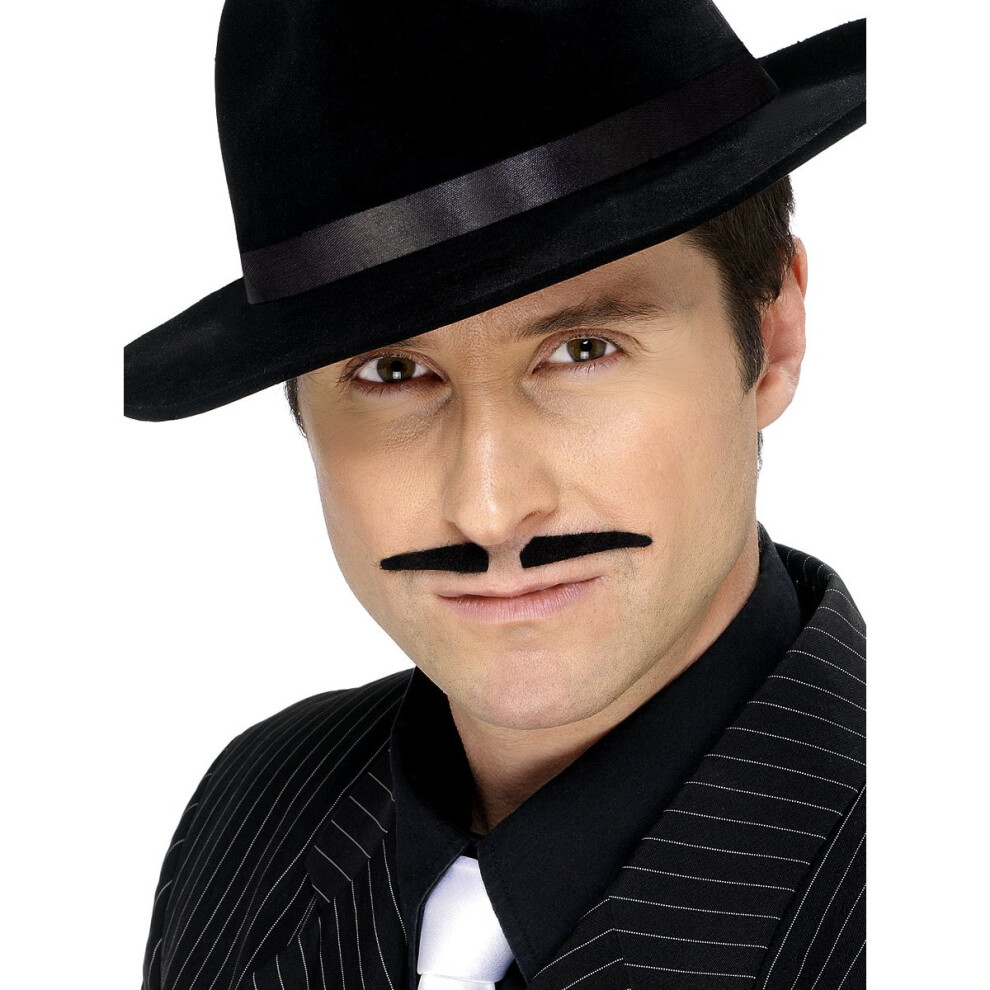 20's Black Gangster Moustache -  unisex mens adult gangster moustache ladies fancy dress