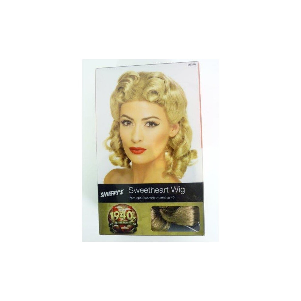 Smiffy's 1940'S Adult's Blonde Wig - Wig Sweetheart Blonde 40S Ladies Fancy Dress 1940S Ww2 Pin Curls Retro Vintage Up