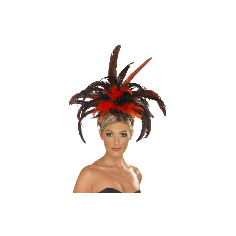 Smiffy's Burlesque Headband With Feather Plumes - Burlesque Headband Feather Fancy Dress Plumes Purple