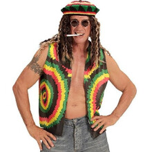 Widmann Rastafarian Polyester Vest (M/L) – Unisex Jamaican Caribbean Fancy Dress 75721