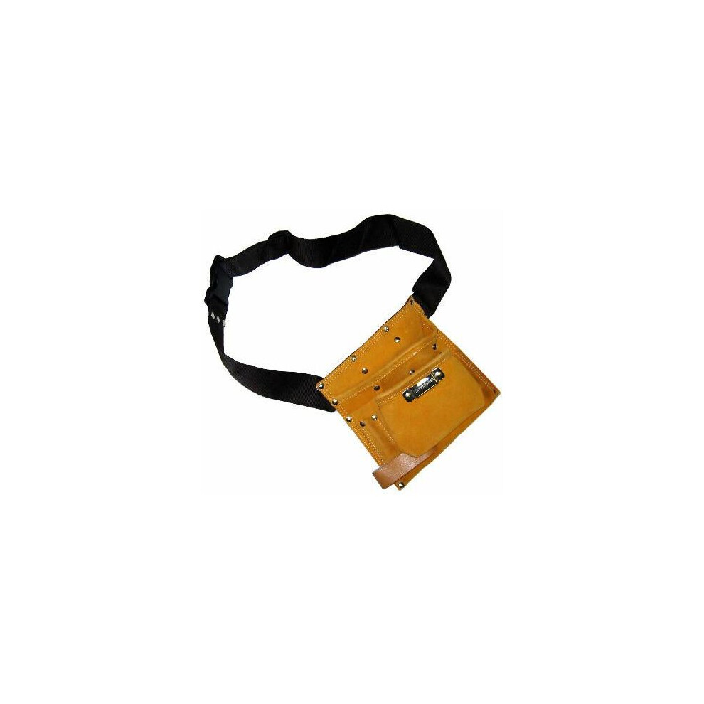 6 Pocket Leather Tool Belt - Tool Pocket Leather Belt 6 Adjustable Nail Amtech Pouch Heavy Duty Multipocket 11 5032759004720