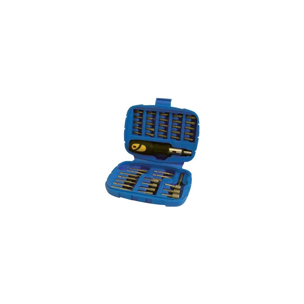 45 Piece Ratchet Screwdriver Bit & Socket Set -  45pce ratchet bit set socket silverline screwdriver 427611