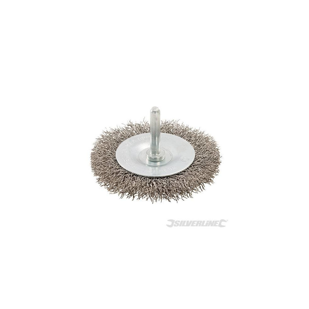 Silverline Power Drill 75mm Crimped Steel Wire Wheel Brush