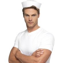 Smiffy's Men's Doughboy Us Sailor Hat, White, One Size, 5020570000892 - sailor hat doughboy us fancy dress mens navy costume