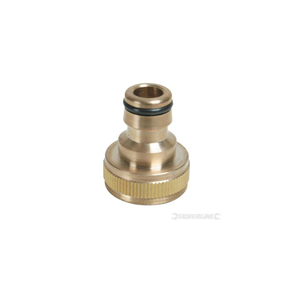 Silverline Tap Connector Brass 3/4" Bsp - 1/2" Male -  brass tap connector 34 12 silverline bsp 598438 male hose