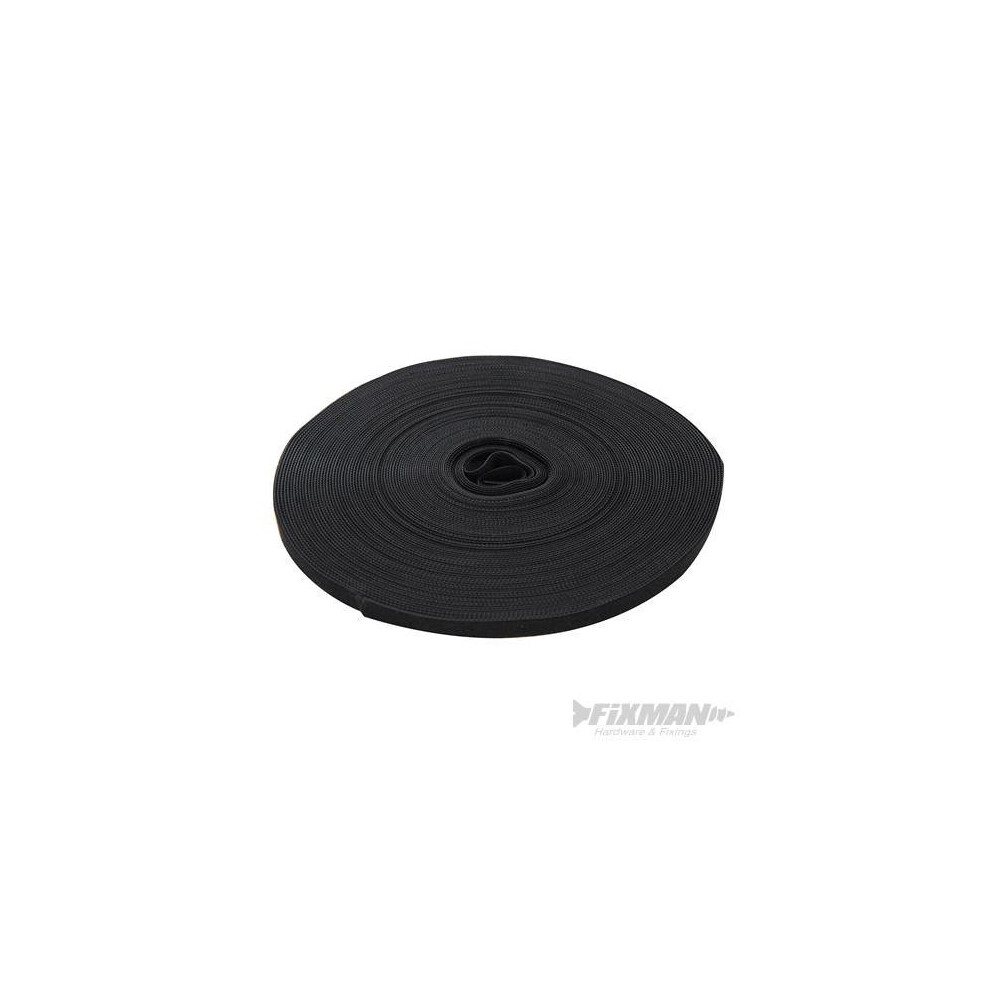 Fixman Self-wrap Hook & Loop Tape Black 10mm x 25m -  x hook loop 25m black 10mm fixman wrap tape self selfwrap 419854
